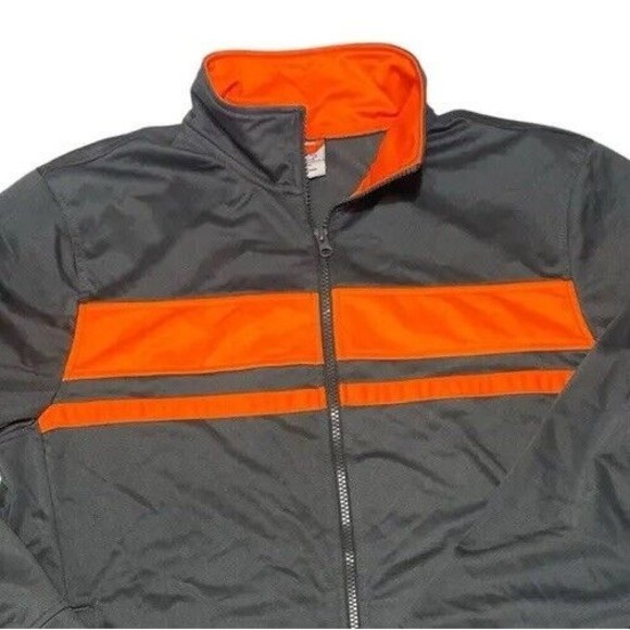 Starter Track Jacket Men's Size Medium Full Zip Gray Orange Stripe EUC - Picture 3 of 14